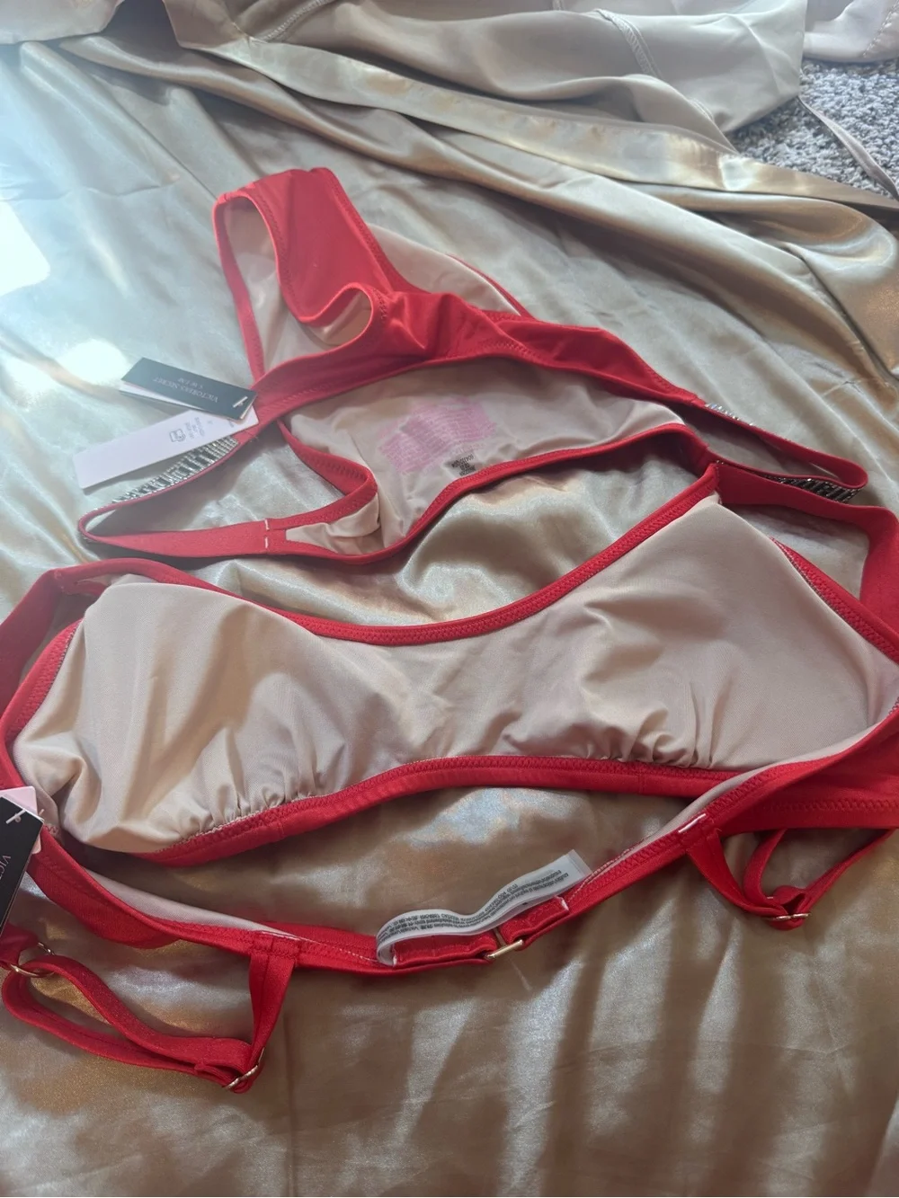 Victoria's Secret Red Shine Strap Bikini Set